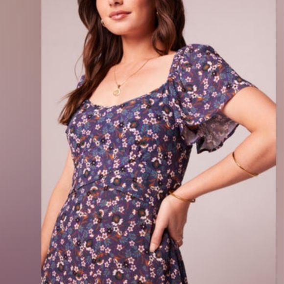 Band of the free Caroline Purple floral crossover mini dress size small - Picture 4 of 8